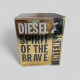 Packaged product with 'Diesel Spirit of the Brave Intense' text on a gray background