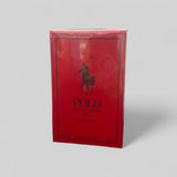 Red Polo Ralph Lauren perfume box on a gray background