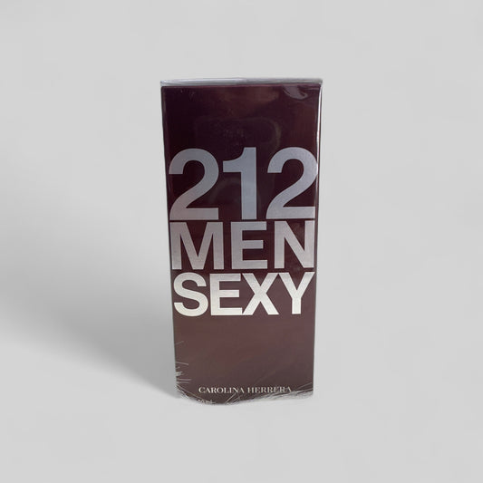 Carolina Herrera 212 Men Sexy perfume packaging on a light gray background