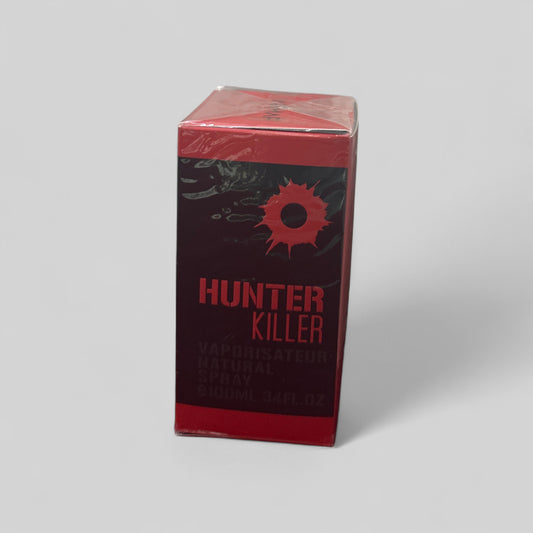 Red and black box labeled 'Hunter Killer' on a gray background