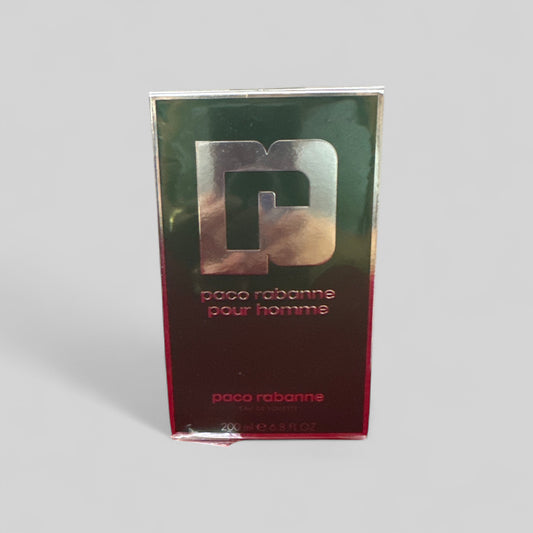 Paco Rabanne pour homme perfume packaging on a gray background